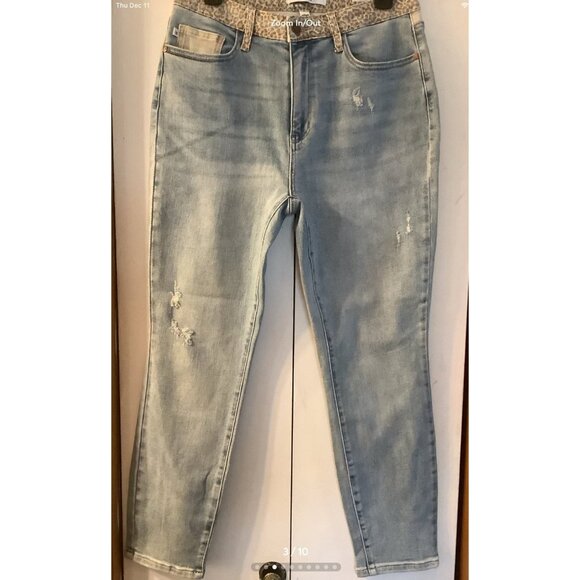 Judy Blue Jeans Size 11/30 H/R Slim Fit Ankle Stretchy Leopard/Camo Jungle - Picture 3 of 10